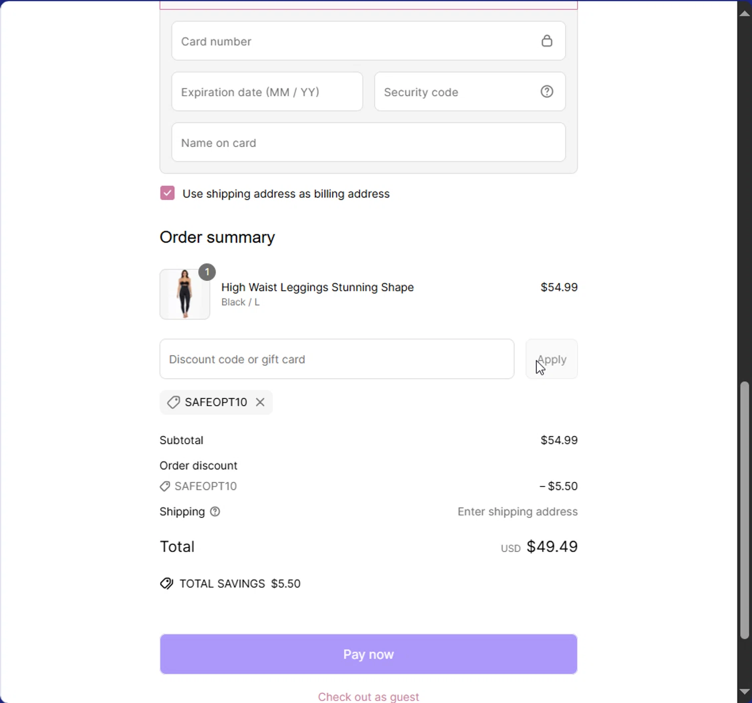 Curveez promo code screenshot showing code SAFEOPT10 applied at Curveez checkout page. Uploaded by SimplyCodes community member Raibelys_18 on Jun 2, 2025