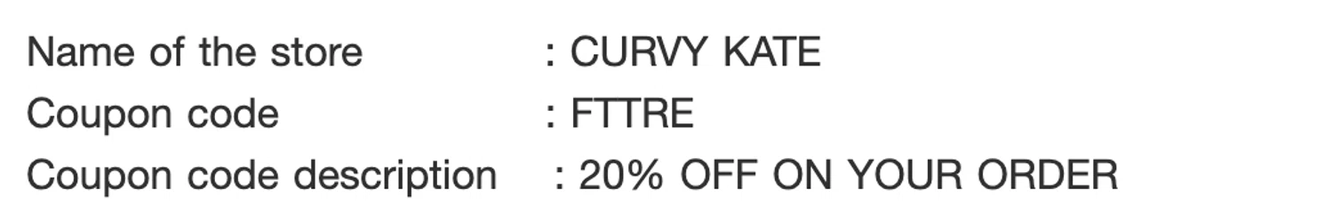 Curvy Kate coupon code screenshot showing code FTTRE applied at Curvy Kate checkout page. Uploaded by SimplyCodes community member TOPG007 on Aug 25, 2025
