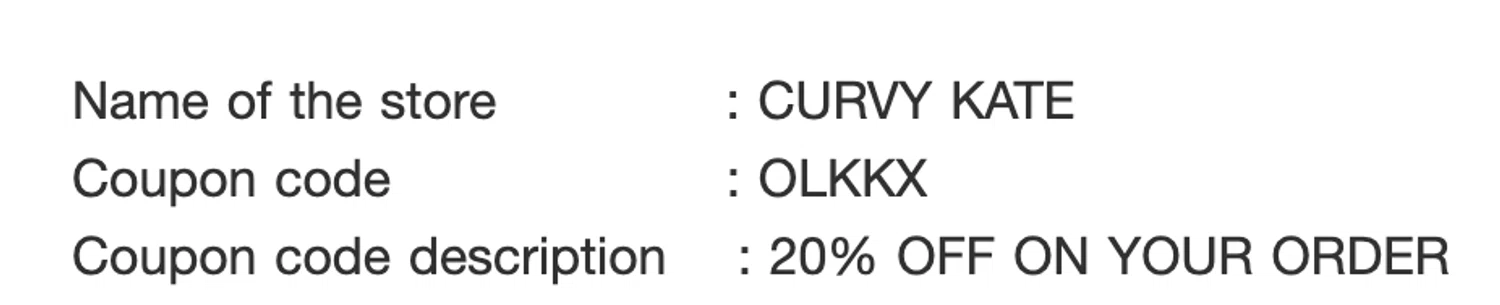Curvy Kate coupon code screenshot showing code OLKKX applied at Curvy Kate checkout page. Uploaded by SimplyCodes community member TOPG007 on Aug 19, 2025