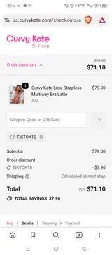 TIKTOK10 coupon verification screenshot