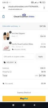 HOLIDAY coupon verification screenshot