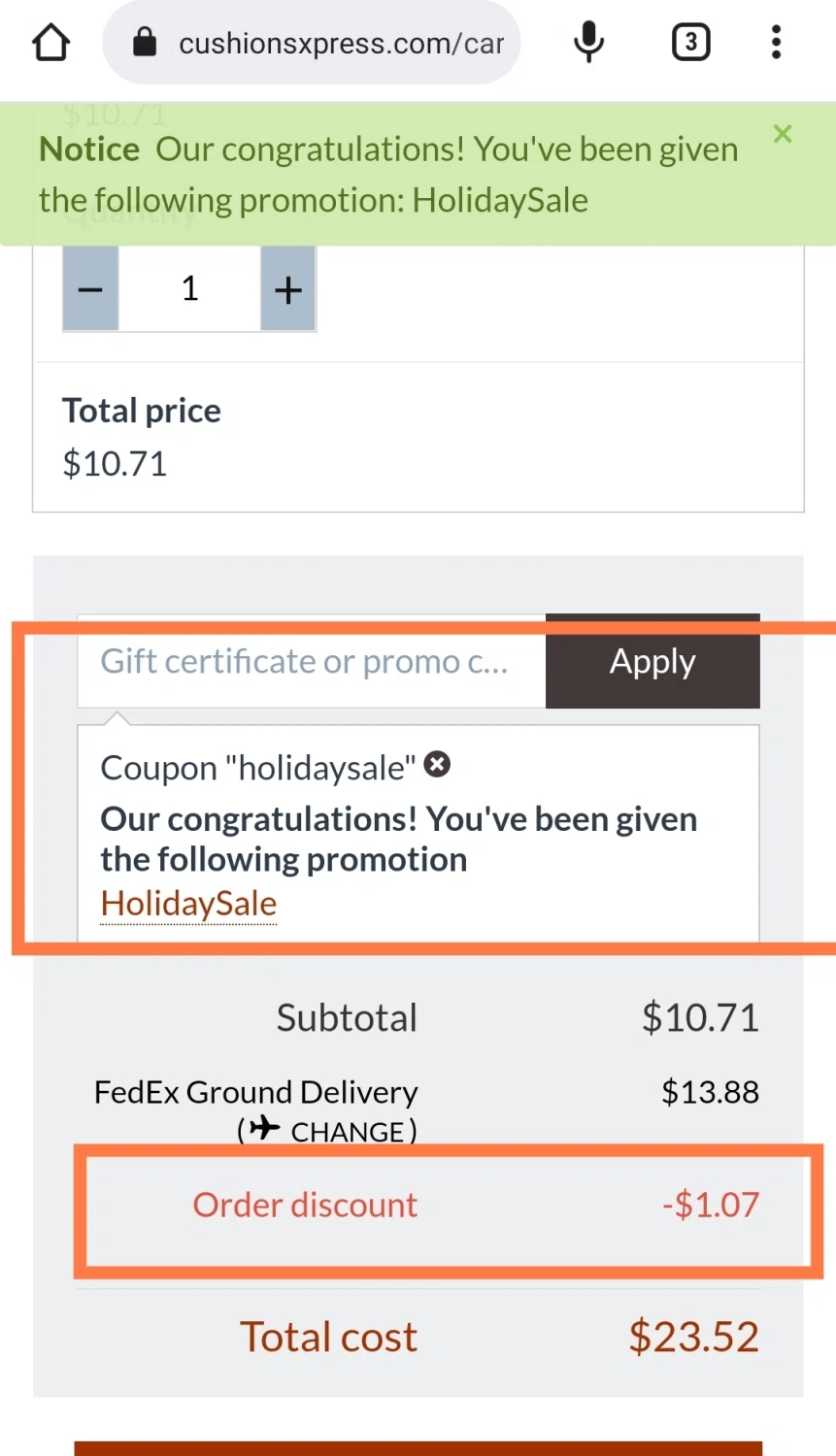 how to use Cushionsxpress coupons