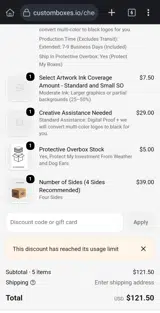 CustomBoxes.io coupon verification screenshot