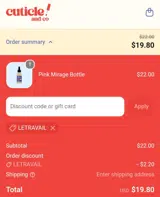 Cuticle and Company coupon verification screenshot