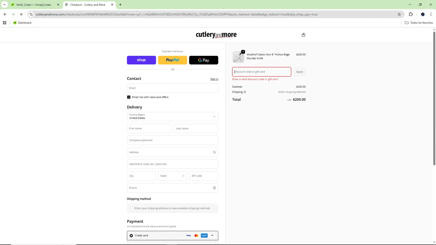 Cutlery and More promo code screenshot showing code LABOR15 applied at Cutlery and More checkout page. Uploaded by SimplyCodes community member Akatsuki on Jan 31, 2026