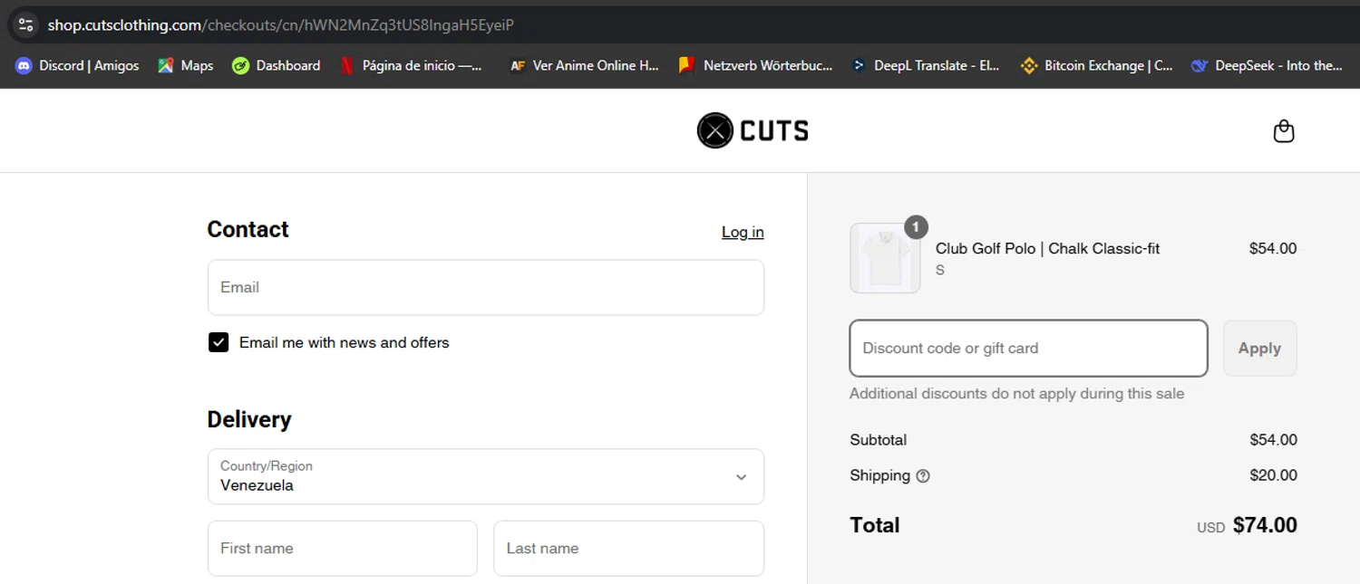 Cuts Clothing discount code screenshot showing code JeremyPiven applied at Cuts Clothing checkout page. Uploaded by SimplyCodes community member Mulan5674851292422 on Aug 29, 2025