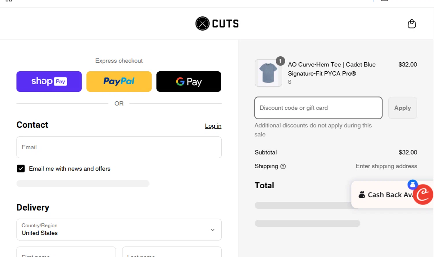 Cuts Clothing discount code screenshot showing code BA15ZIACEYEP applied at Cuts Clothing checkout page. Uploaded by SimplyCodes community member delvisgomez on Aug 26, 2025