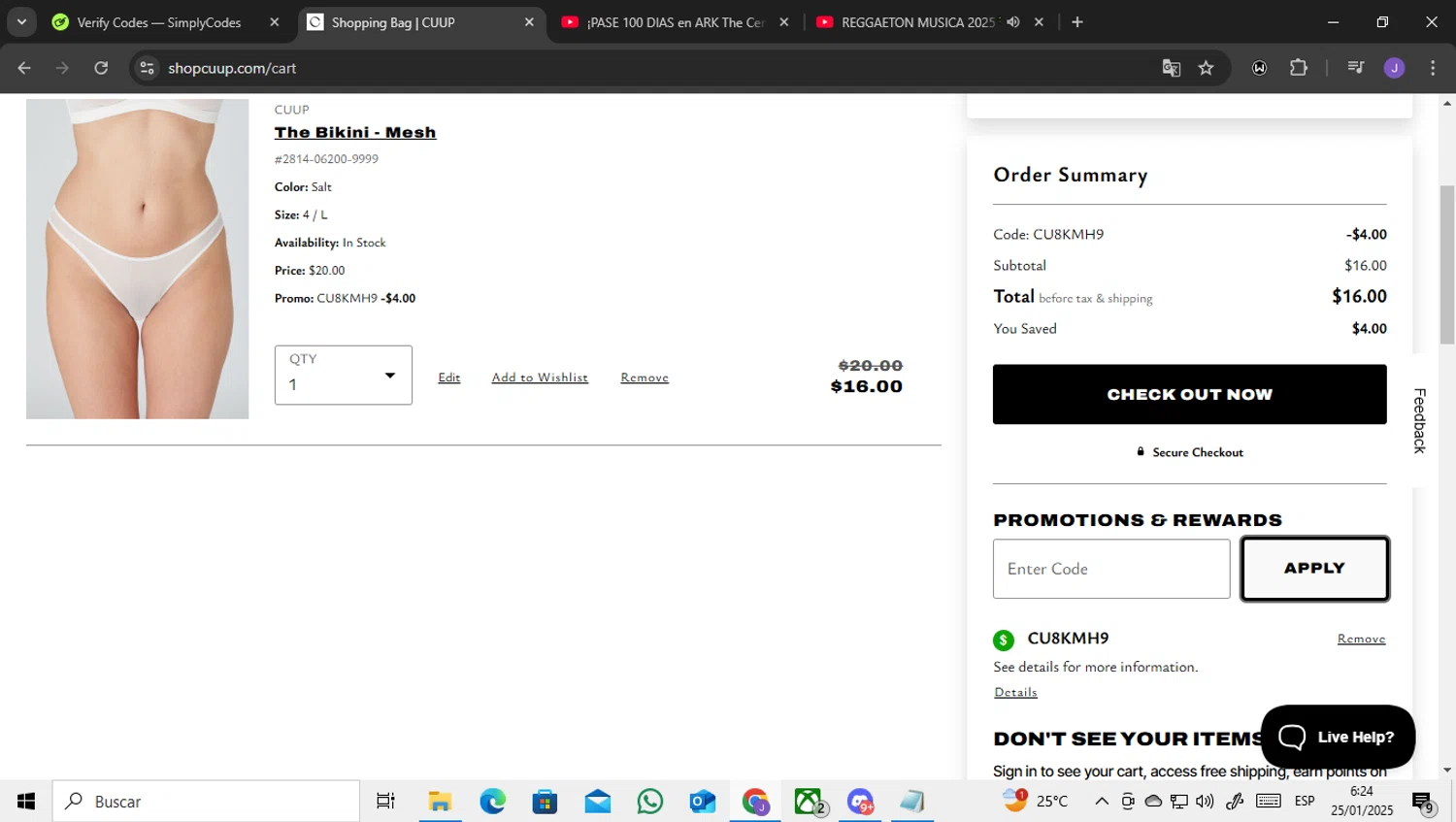 CUUP promo code screenshot showing code CU8KMH9 applied at CUUP checkout page. Uploaded by SimplyCodes community member ENCARAMESSI on Jan 25, 2025