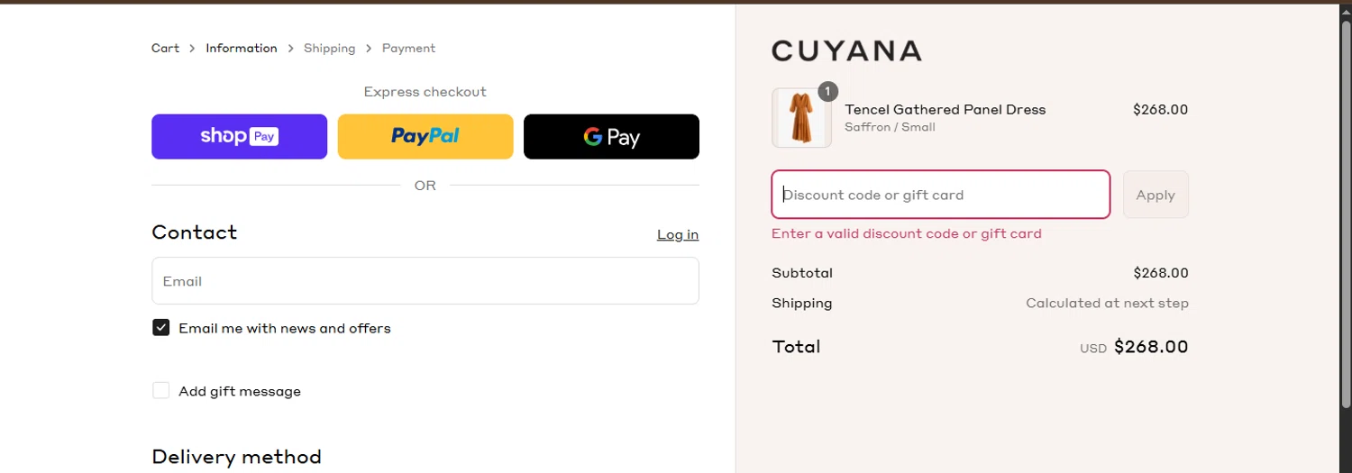 Cuyana discount code screenshot showing code ARCHIVE applied at Cuyana checkout page. Uploaded by SimplyCodes community member BargainPilot4994 on Jun 11, 2025
