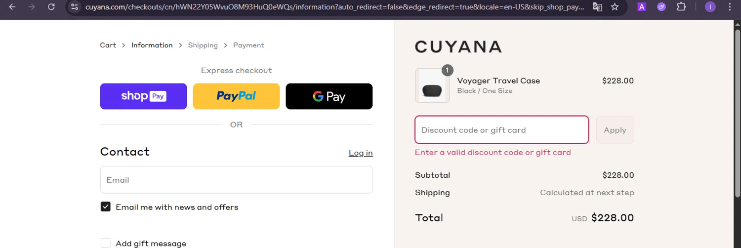 Cuyana discount code screenshot showing code CATALOG15 applied at Cuyana checkout page. Uploaded by SimplyCodes community member joineds on Aug 21, 2025