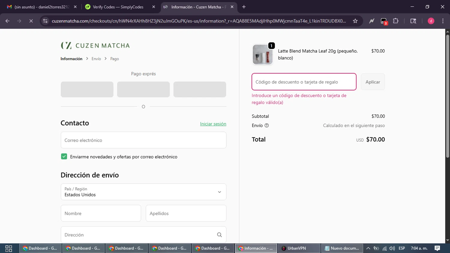 Cuzen Matcha discount code screenshot showing code HOJICHA30 applied at Cuzen Matcha checkout page. Uploaded by SimplyCodes community member MagnificentSpotter4236 on Nov 3, 2025