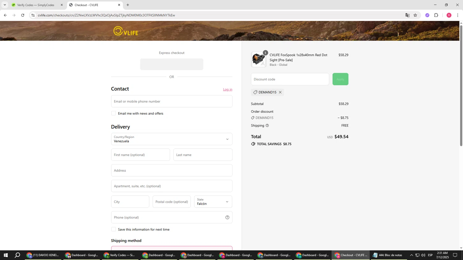 Cvlife discount code screenshot showing code DEMAND15 applied at Cvlife checkout page. Uploaded by SimplyCodes community member TTTT55 on Jul 12, 2025