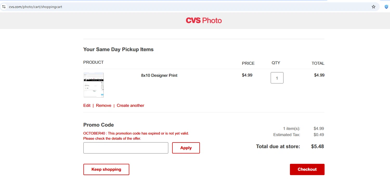Verification screenshot for 40% Off Storewide at CVS — 7mo ago