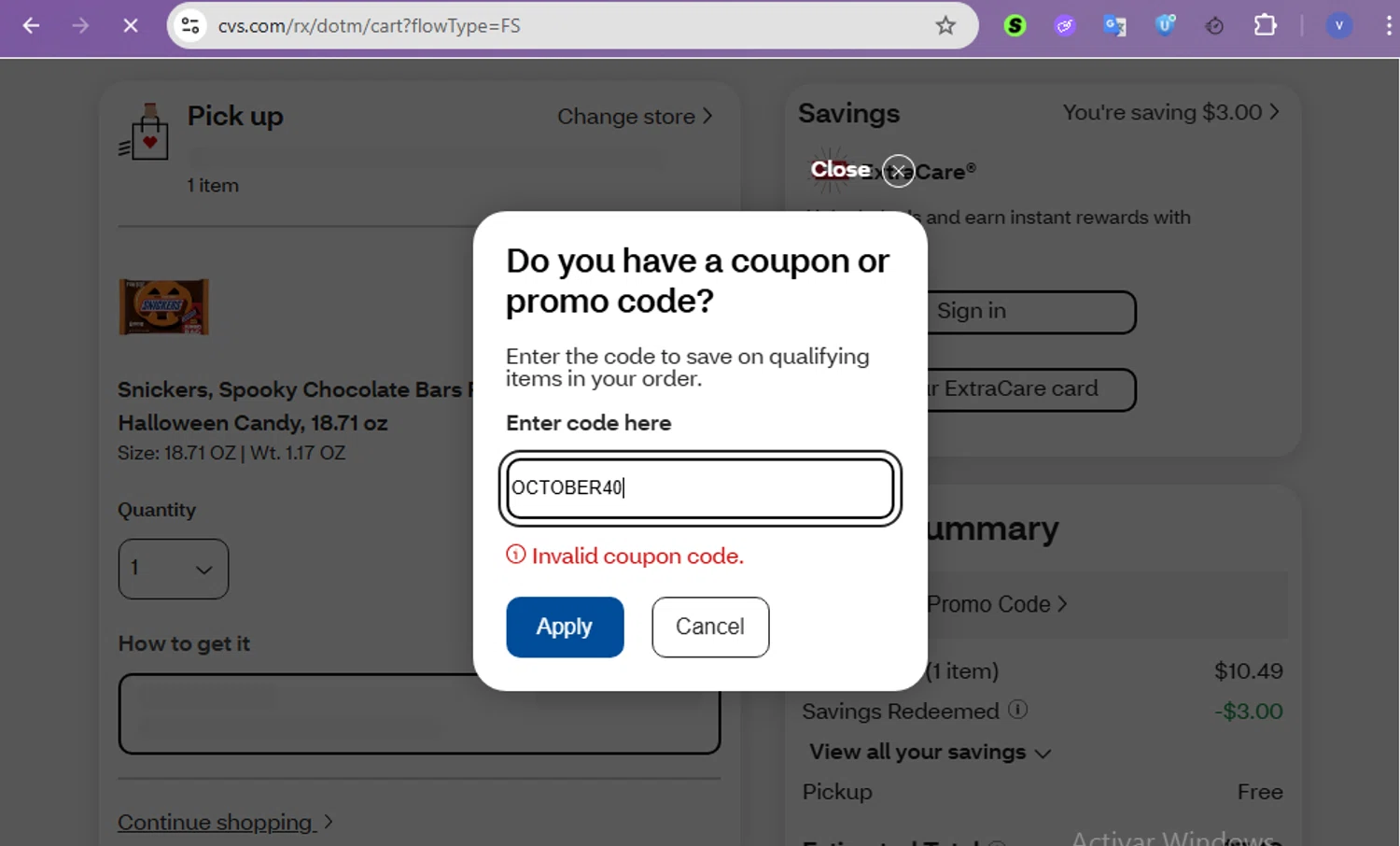 Verification screenshot for 40% Off Storewide at CVS — 7mo ago