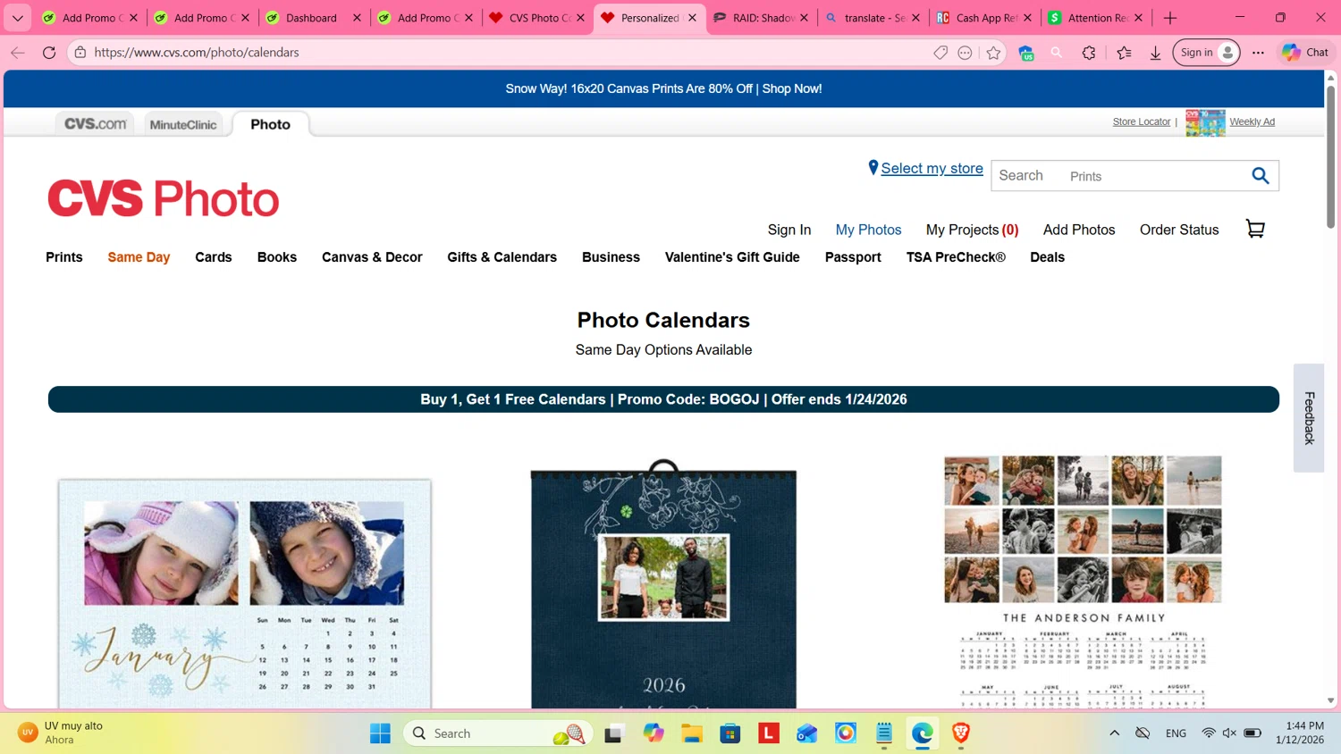 CVS CarePass promo code screenshot showing code BOGOJ applied at CVS CarePass checkout page. Uploaded by SimplyCodes community member cosita on Jan 12, 2026