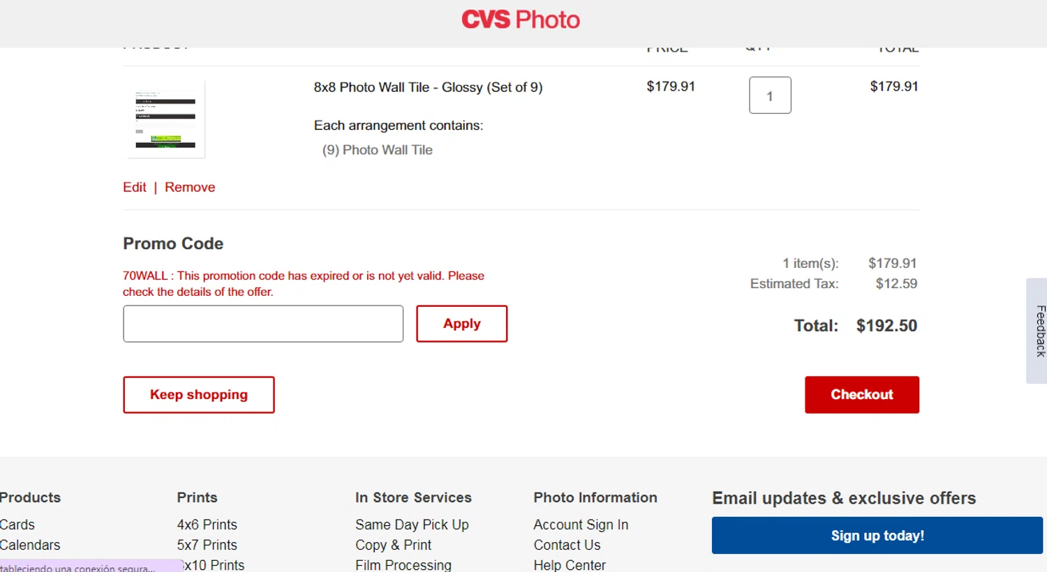 CVS Optical promo code screenshot showing code 70wall applied at CVS Optical checkout page. Uploaded by SimplyCodes community member Ronald on Aug 27, 2025