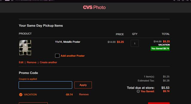 CVS Optical checkout page showing CVS Optical promo code box | Screenshot taken by SimplyCodes community member on Jul 13, 2025