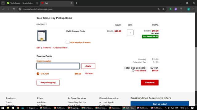 CVS Optical checkout page showing CVS Optical promo code box | Screenshot taken by SimplyCodes community member on Aug 5, 2025