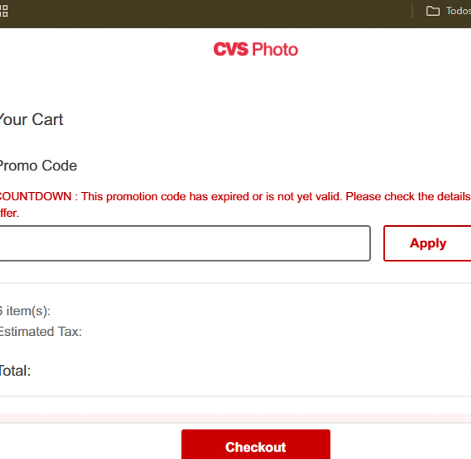 CVS Photo promo code screenshot showing code COUNTDOWN applied at CVS Photo checkout page. Uploaded by SimplyCodes community member CouponAce3224 on Jan 9, 2025
