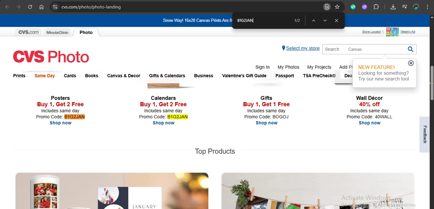 CVS Photo checkout page showing CVS Photo promo code box | Screenshot taken by SimplyCodes community member on Jan 23, 2026