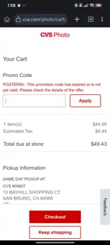 POSTER80 coupon verification screenshot