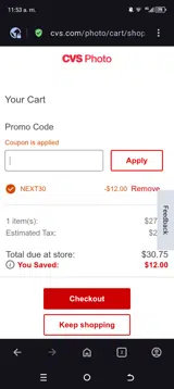 NEXT30 coupon verification screenshot
