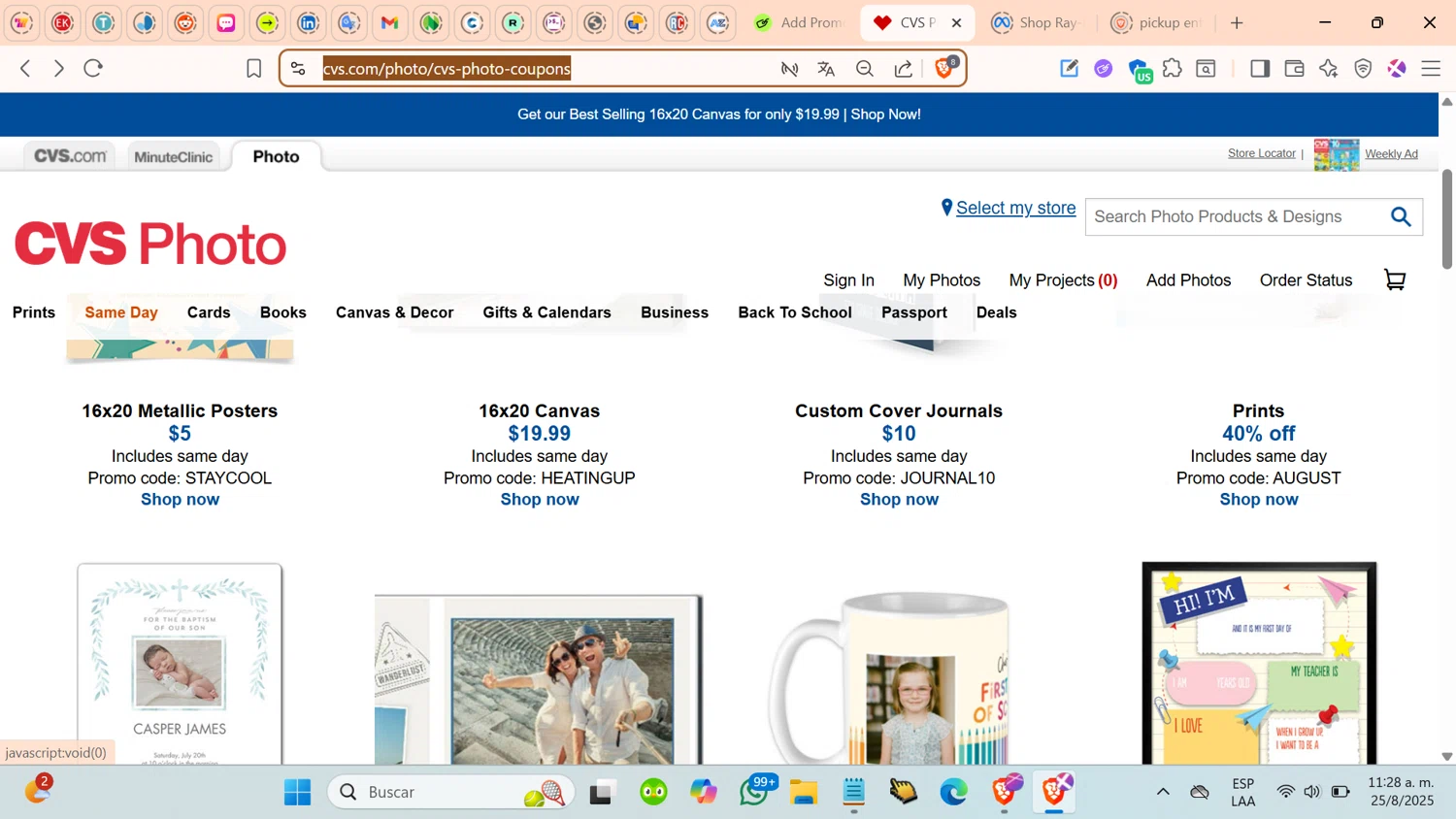 CVS Photo promo code screenshot showing code HEATINGUP applied at CVS Photo checkout page. Uploaded by SimplyCodes community member cosita on Aug 25, 2025
