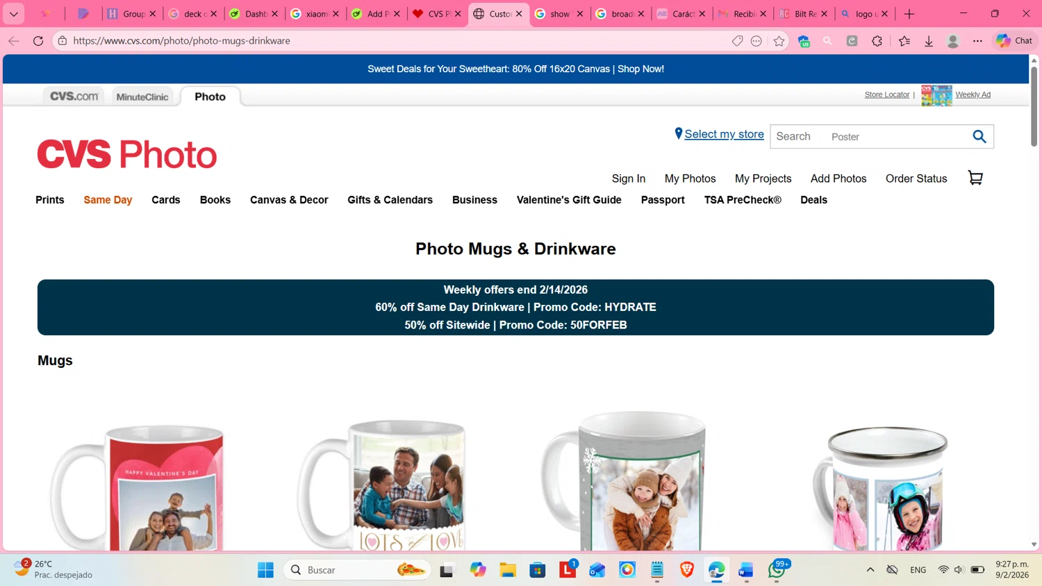 CVS Photo promo code screenshot showing code HYDRATE applied at CVS Photo checkout page. Uploaded by SimplyCodes community member cosita on Feb 10, 2026