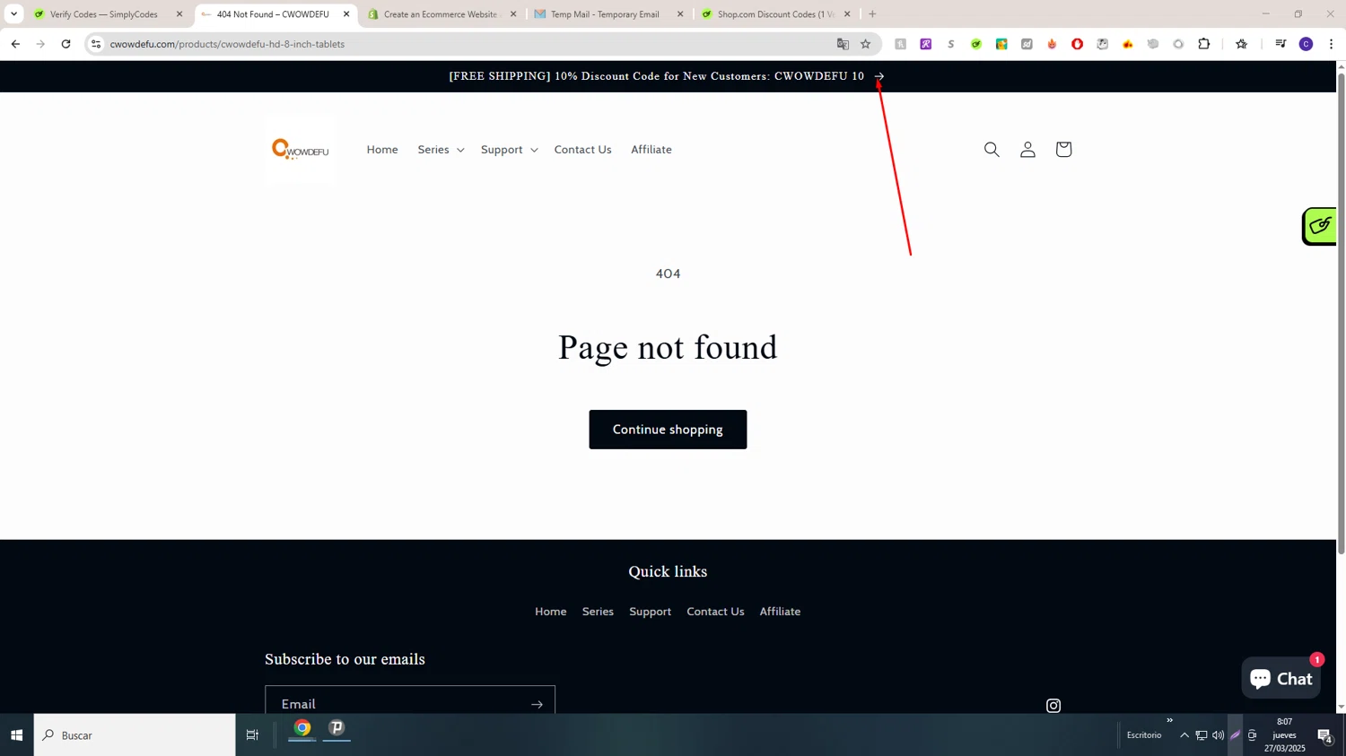 CWOWDEFU promo code screenshot showing code CWOWDEFU10 applied at CWOWDEFU checkout page. Uploaded by SimplyCodes community member LAGUGU on Mar 27, 2025