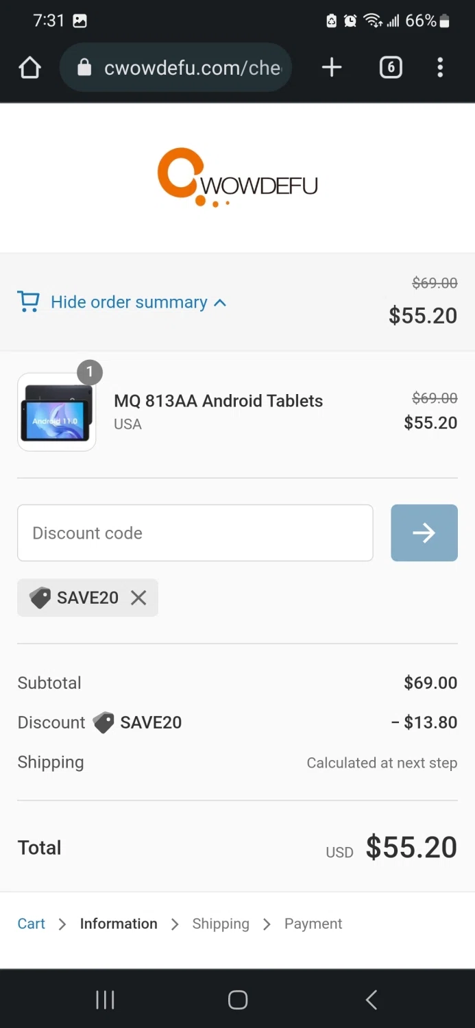 CWOWDEFU checkout page showing CWOWDEFU promo code box | Screenshot taken by SimplyCodes community member on Jan 10, 2023