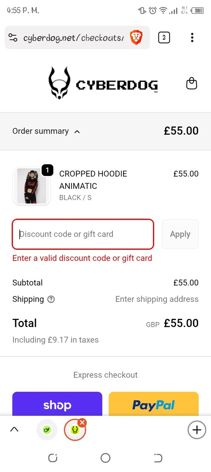 Cyberdog discount code screenshot showing code cyber40 applied at Cyberdog checkout page. Uploaded by SimplyCodes community member peterjanse on Dec 1, 2025