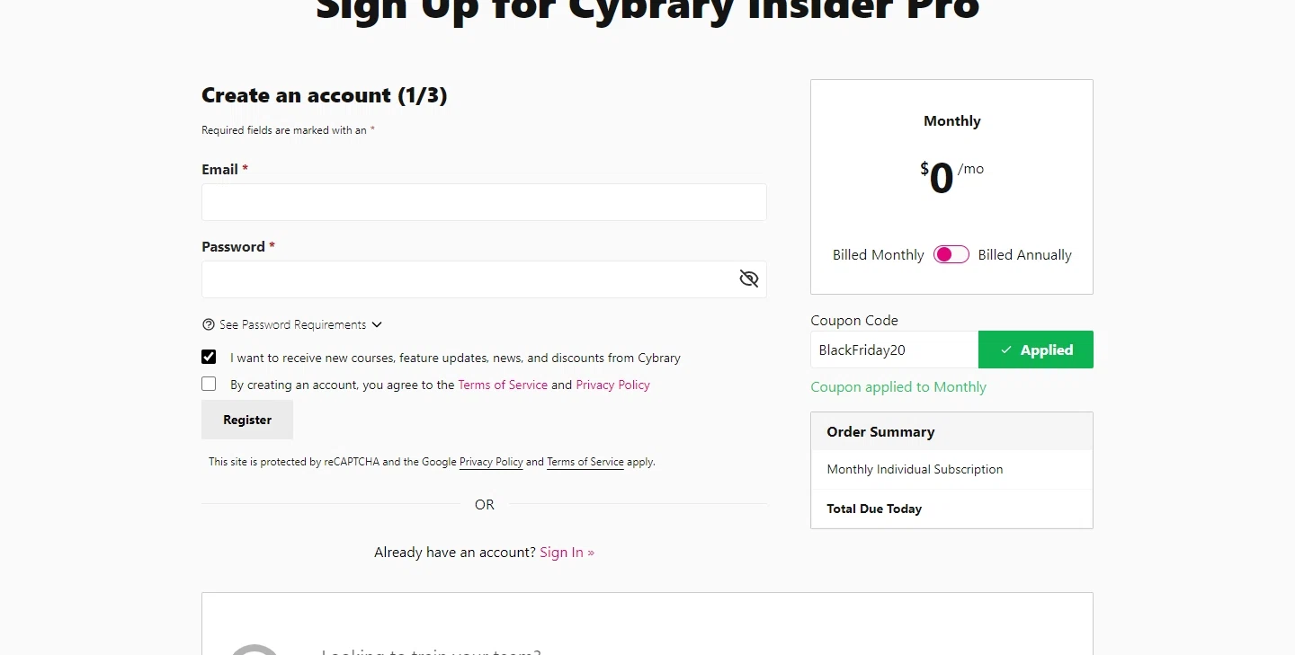 how to use Cybrary coupons
