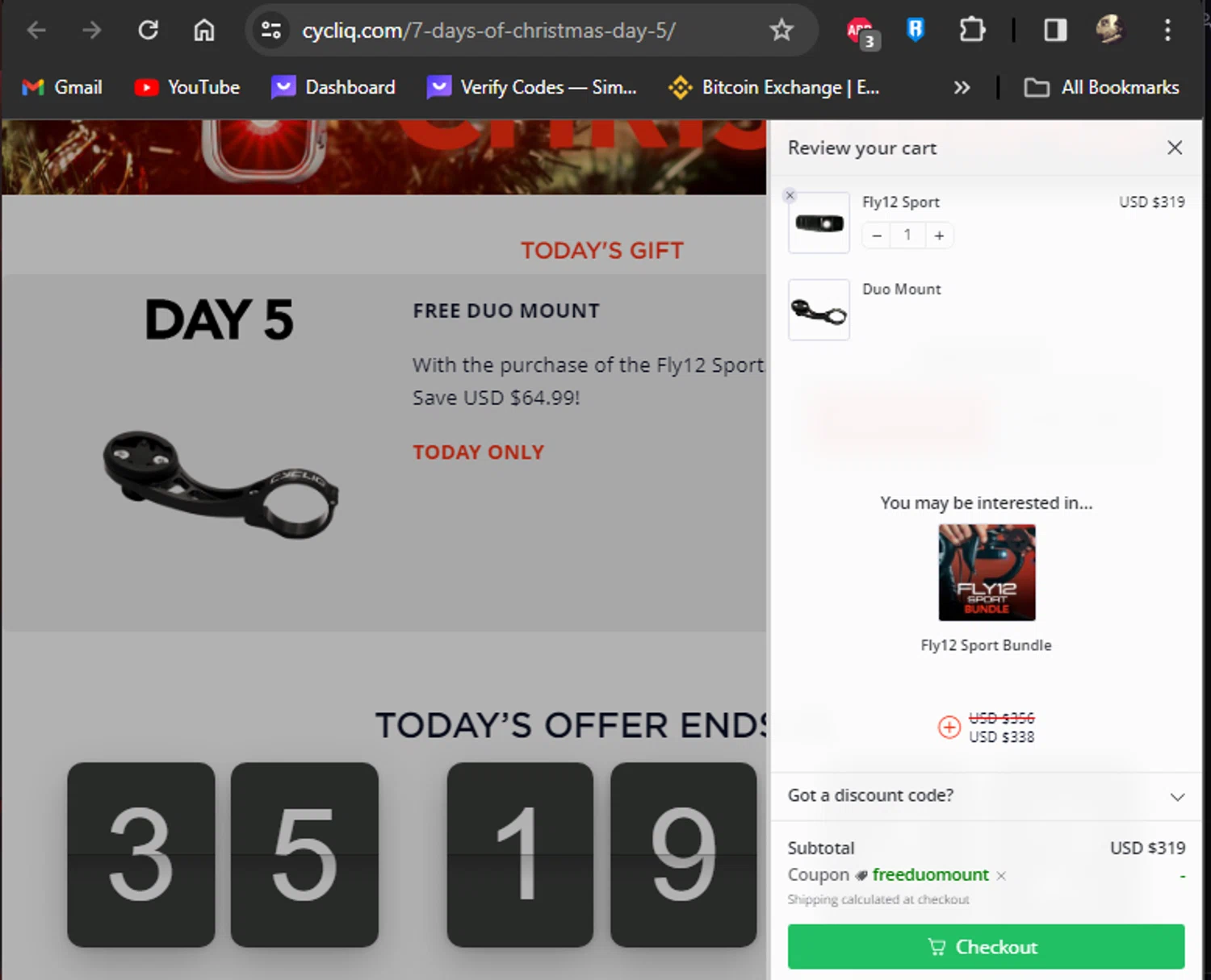 Cycliq checkout page showing Cycliq discount code box | Screenshot taken by SimplyCodes community member on Dec 15, 2023