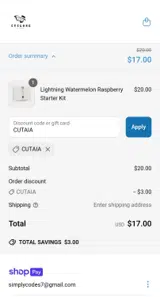 Cyclone Pods coupon verification screenshot