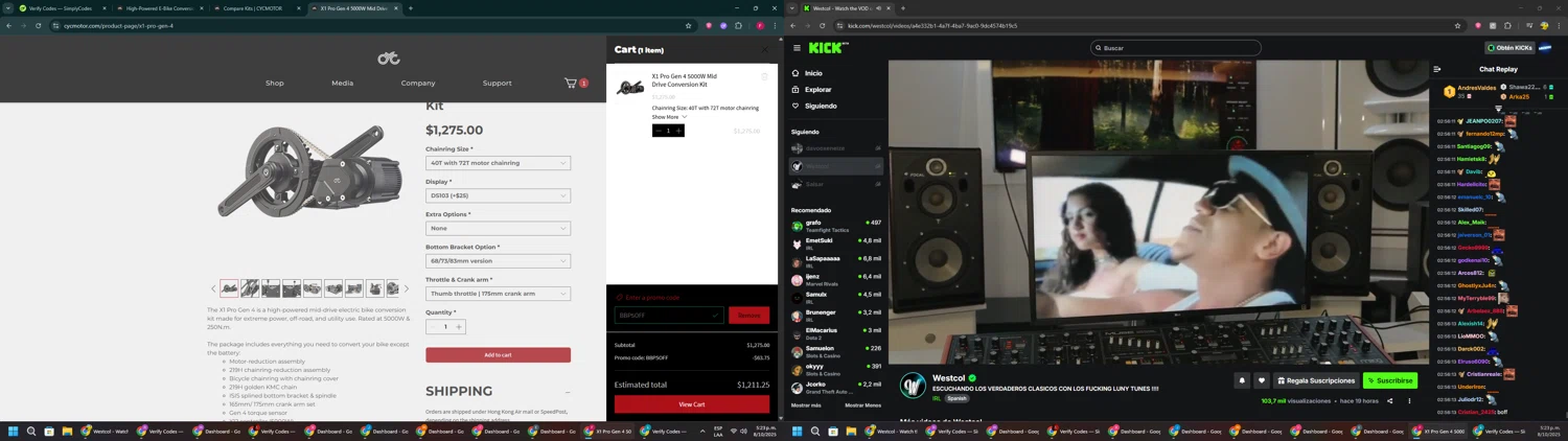 CYC MOTOR promo code screenshot showing code BBP5OFF applied at CYC MOTOR checkout page. Uploaded by SimplyCodes community member ExtraordinaryVirtuoso281 on Oct 8, 2025