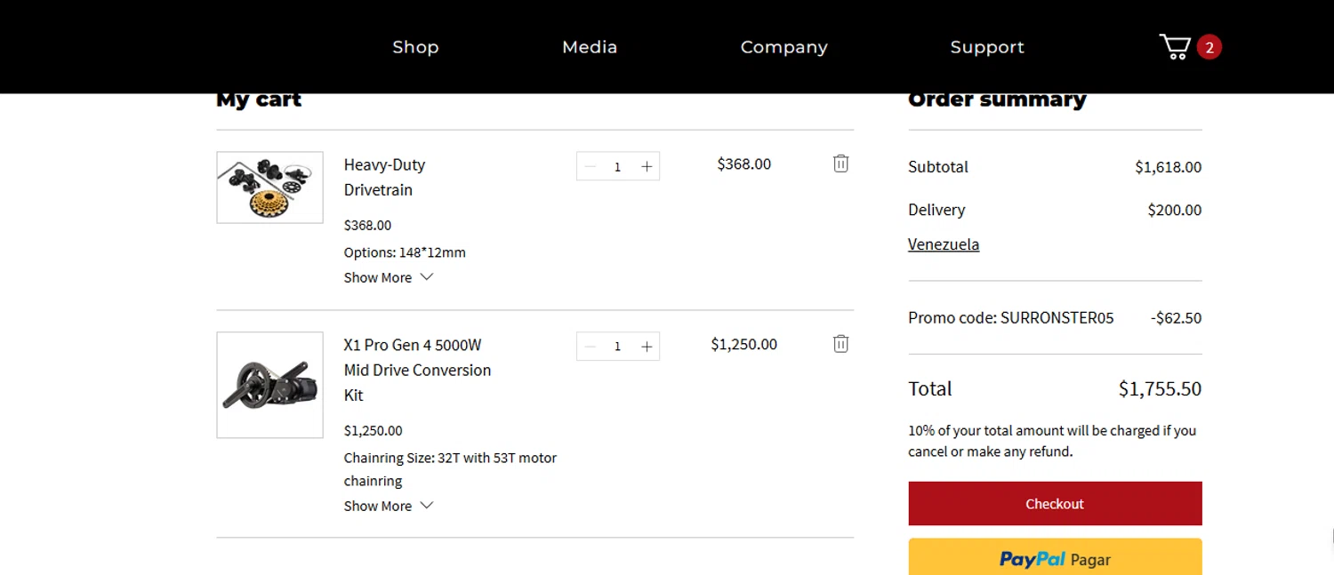 CYC MOTOR promo code screenshot showing code SURRONSTER05 applied at CYC MOTOR checkout page. Uploaded by SimplyCodes community member ashe1986 on Aug 20, 2025