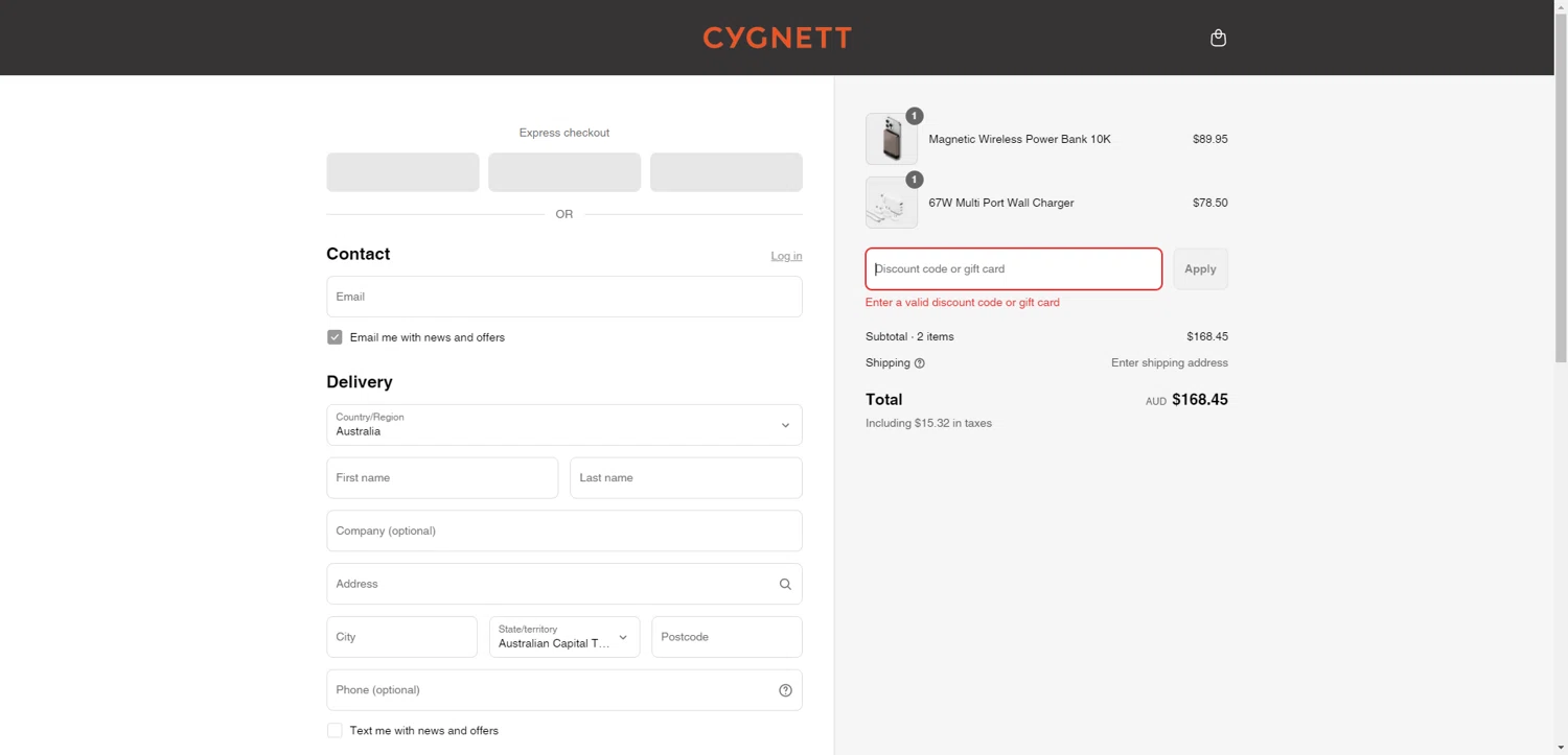 Cygnett promo code screenshot showing code COMEBACK applied at Cygnett checkout page. Uploaded by SimplyCodes community member SilverChaser3269 on Jun 14, 2025