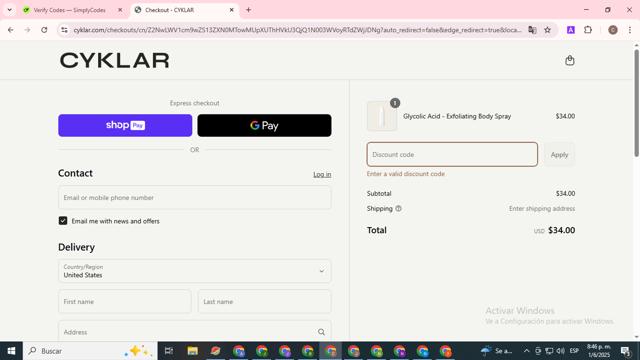 CYKLAR checkout page showing CYKLAR discount code box | Screenshot taken by SimplyCodes community member on Jun 2, 2025