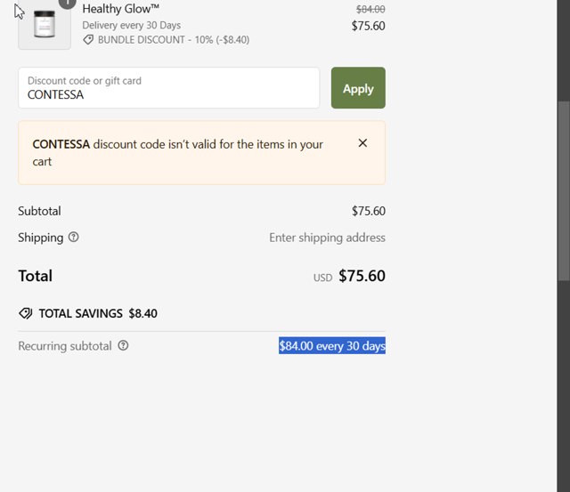 Cymbiotika checkout page showing Cymbiotika discount code box | Screenshot taken by SimplyCodes community member on Jan 21, 2025