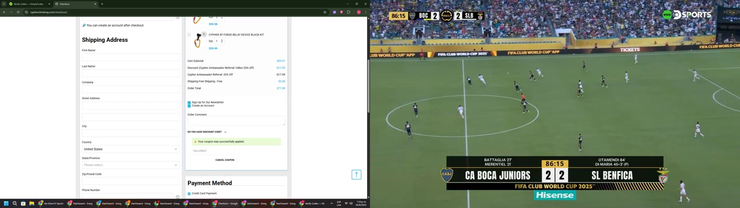 Cypher promo code screenshot showing code FALLON20 applied at Cypher checkout page. Uploaded by SimplyCodes community member CouponSage7331 on Jun 16, 2025