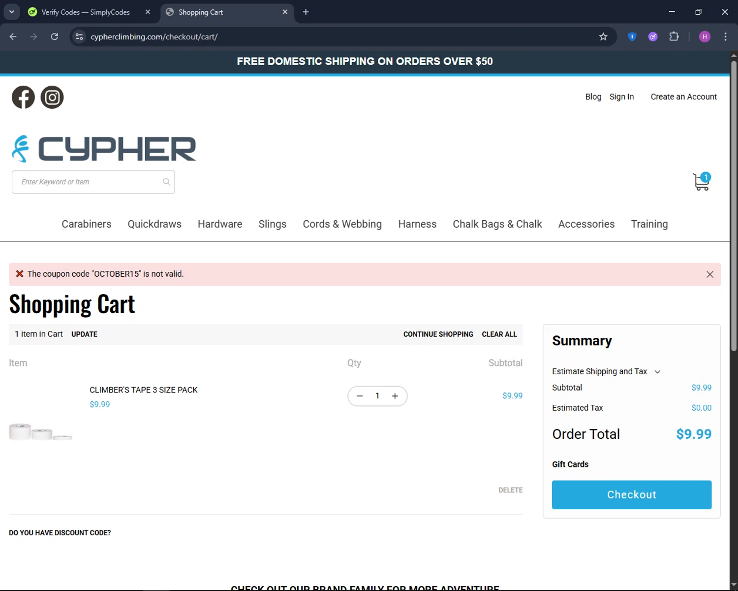Cypher promo code screenshot showing code OCTOBER15 applied at Cypher checkout page. Uploaded by SimplyCodes community member TokenNavigator6891 on Oct 1, 2025