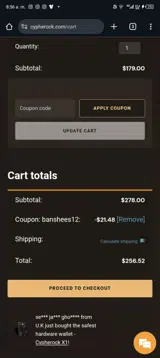 Cypherock coupon verification screenshot