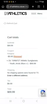 D1 Athletics coupon verification screenshot