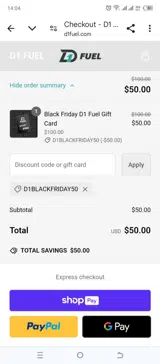 D1blackfriday50 coupon verification screenshot