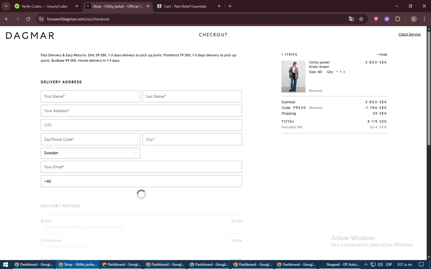 Dagmar checkout page showing Dagmar discount code box | Screenshot taken by SimplyCodes community member on Jun 13, 2025