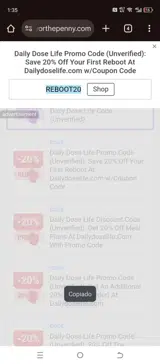 REBOOT20 coupon verification screenshot