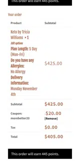 MOREBETTER20 coupon verification screenshot