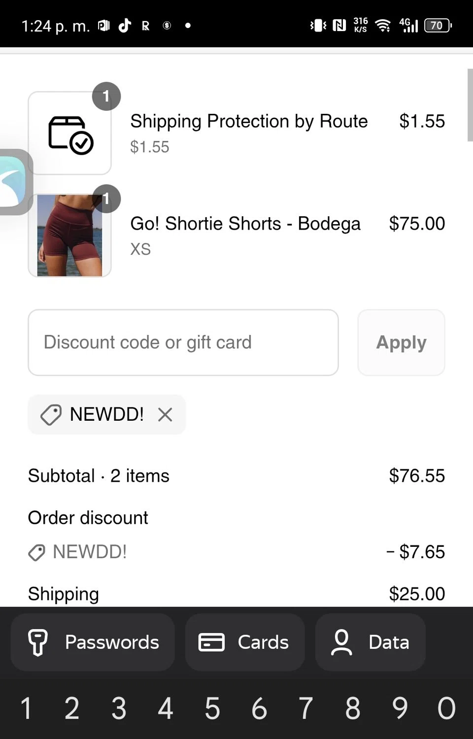 Daily Drills discount code screenshot showing code NEWDD! applied at Daily Drills checkout page. Uploaded by SimplyCodes community member RoyalFinder1133 on Aug 6, 2025