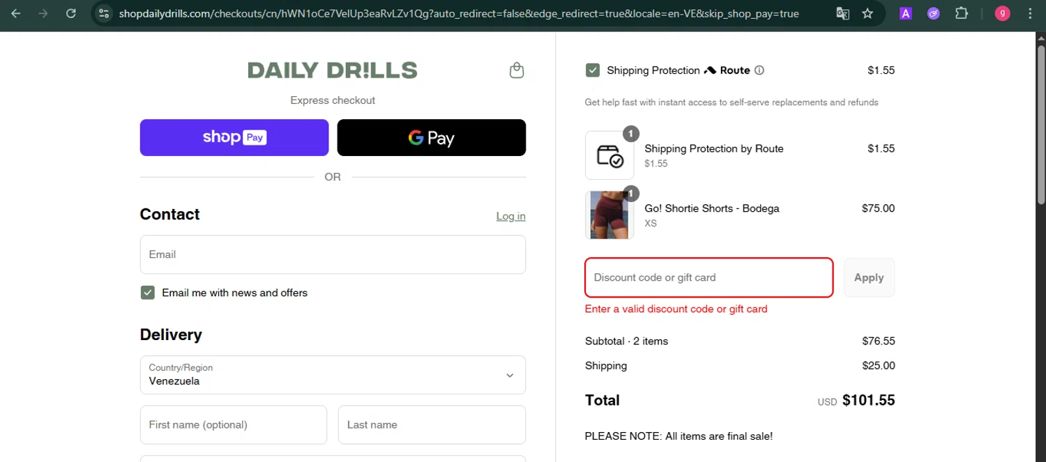 Daily Drills discount code screenshot showing code REFERAFRIEND applied at Daily Drills checkout page. Uploaded by SimplyCodes community member MoneyFalcon481 on Aug 15, 2025