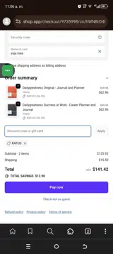 RAFUS coupon verification screenshot